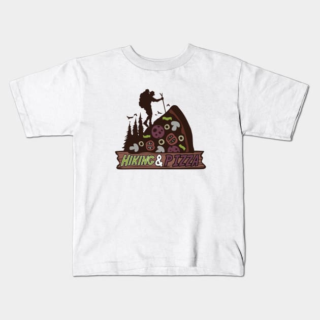 Hiking and Pizza Kids T-Shirt by BOEC Gear